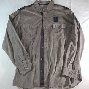 Corduroy Harley Davidson Button Up Long Sleeve Grey